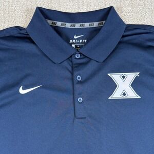 Nike Dri-Fit Mens XL Xavier Musketeers Blue Performance Varsity Polo Shirt